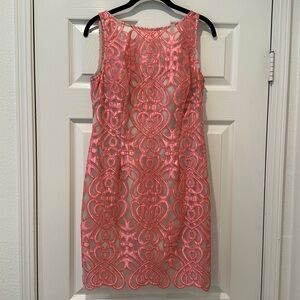 Aidan Mattox coral sleeveless dress